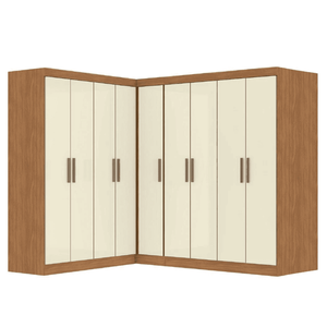 Guarda Roupas Modulado de Canto Madrid com 9 Portas Madeirado/off White Maxel
