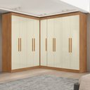 Ver imagem 2 de Guarda Roupas Modulado de Canto Madrid com 9 Portas Madeirado/Off White Maxel