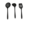 Ver imagem 1 de Jogo em Silicone Concha Escumadeira e Espátula cor Preta UNYHOME.