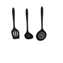 Ver imagem 2 de Jogo em Silicone Concha Escumadeira e Espátula cor Preta UNYHOME.