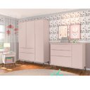 Ver imagem 1 de Jogo de Quarto Infantil de Bebê Melinda Rosê 100% Mdf Roupeiro + Cômoda + Mesa de Apoio - Phoenix Ba