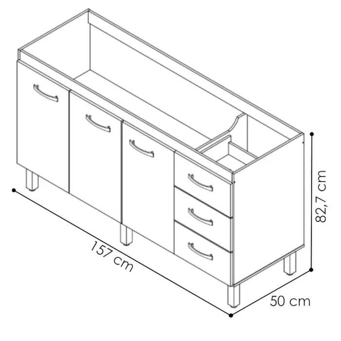 Ver imagem 3 de Balcao sem Tampo para Pia 160cm 9140 Branco Mobbs