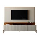 Ver imagem 2 de Rack Portas Brise e Pés em Metal com Painel 220cm 100% Mdf Cor:louro e Luna com Dourado