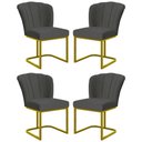 Ver imagem 1 de Kit 4 Cadeiras Jantar Flor Mesa Cozinha Reforçada Base Metal Dourada Cor:cinza