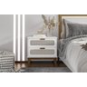 Conjunto Mesa de Cabeceira Santorini Pes de Madeira 60cm Branco - 1