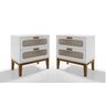 Conjunto Mesa de Cabeceira Santorini Pes de Madeira 60cm Branco - 2
