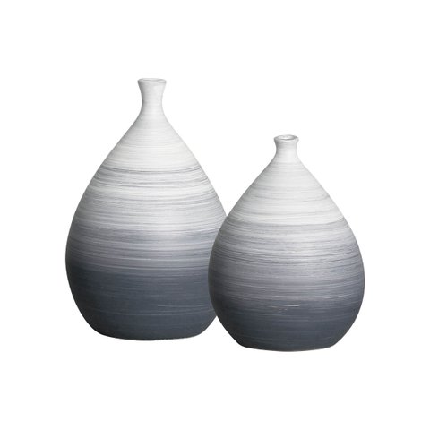 Vasos Decorativos de Cerâmica Decoração de Sala Mimo Cinza e Branco Husky Joelma Decorações