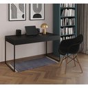 Ver imagem 1 de Escrivaninha Home Office Estilo Industrial Preta 137X53Cm Ferro Preto Com 1 Poltrona Preta Preto