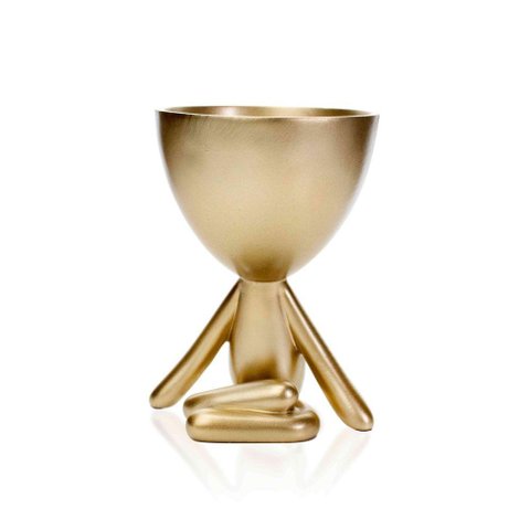 Vaso Bob Robert Planta em Poliresina Dourado 14,5x11x10cm