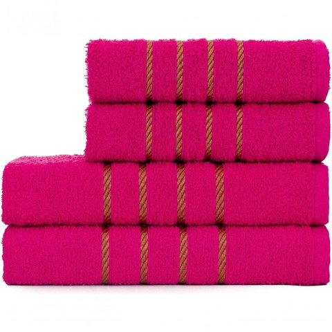 Jogo de Toalha Montreal 2 Banho + 2 Rosto Dourado 100% Algodão Alta Absorção Pink