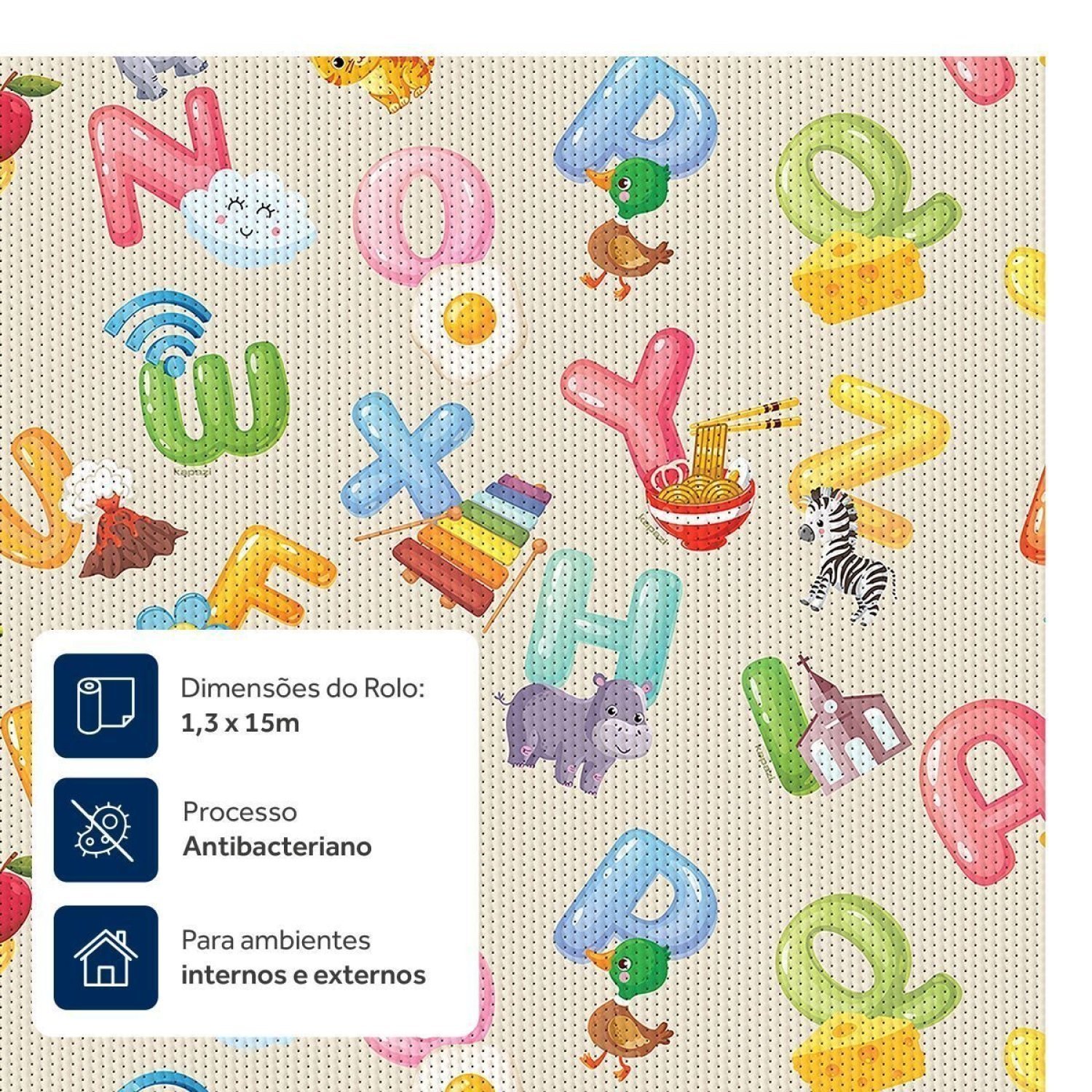 Tapete Brisa Infantil 100cm X 130cm Alfabeto - 5