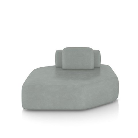 Sofá Ilha Dakota Chaise 168cm Modulado Encosto Almofada Solta Pu Cinza G33 - Gran Belo