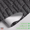 Ver imagem 4 de Papel de Parede Predras Tijolinho Preto Adesivo Rústico Antimofo Nc-15