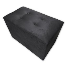 Puff Baú Banqueta Retangular Organizar e Decorar Suede 60cm Preto - 5 Puff Baú Banqueta Retangular Organizar e Decorar Suede 60cm Preto - 5