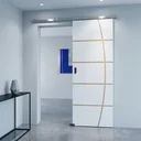 Ver imagem 1 de Porta Branca Friso 23 100x210cm + Kit Correr Alumínio