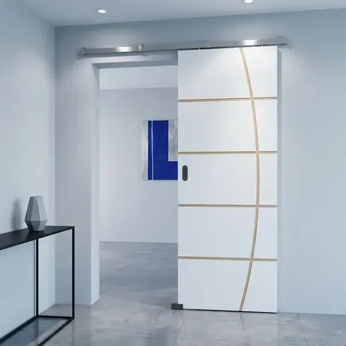 Porta Branca Friso 23 100x210cm + Kit Correr Alumínio