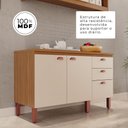 Ver imagem 7 de Balcão Grande Cozinha Positano New 100% MDF 2 Portas 3 Gavetas