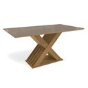 Ver imagem 1 de Mesa de Sala Jantar Graviola + Tampo Madeirado C/ Vidro 160x90cm Freijo/bronze - Kappesberg