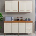Ver imagem 3 de Cozinha Completa 7 Portas 3 Gavetas Atenas Kaiki Moveis Nature/Off White