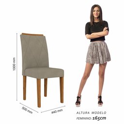 Mesa com 6 Cadeiras Arezzo 1,60 Cina/off White/capu - Móveis Arapongas Cinamomo/off White/veludo - 6