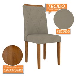 Mesa com 6 Cadeiras Arezzo 1,60 Cina/off White/capu - Móveis Arapongas Cinamomo/off White/veludo - 5