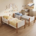 Ver imagem 1 de Kit 2 Camas Infantil Solteiro Ônix com 2 Colchões Solteiro Divaloto Móveis - Branco Mel