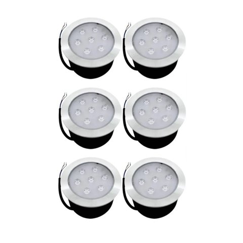 6 Embutido Solo 7w Balizador Led Blindado Ip67 Inox Spot Chão Piso