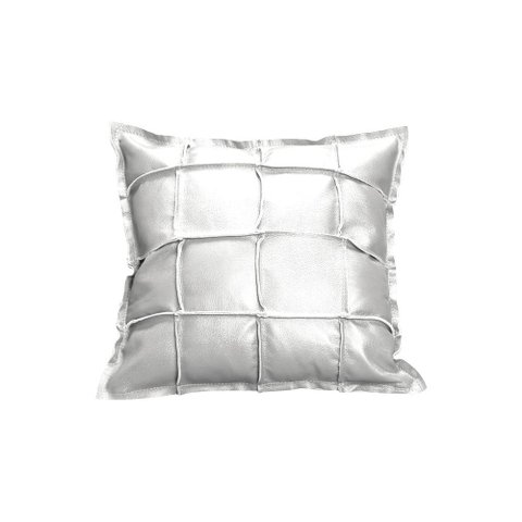 Almofada Decorativa de Couro Legítimo 50x50cm Luiza Branco - Mozzelar