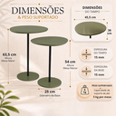 Ver imagem 4 de Conjunto Mesas Laterais Vitta Design Orgânico Apoio MDF e Pé de Aço Verde/Preto Lh Móveis