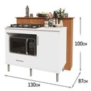 Ver imagem 6 de Kit Bancada Ilha para Cozinha + Balcão para Cooktop 1,05m 5 Bocas Turim Branco Branco
