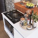 Ver imagem 2 de Kit Bancada Ilha para Cozinha + Balcão para Cooktop 1,05m 5 Bocas Turim Branco Branco