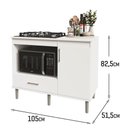 Ver imagem 5 de Kit Bancada Ilha para Cozinha + Balcão para Cooktop 1,05m 5 Bocas Turim Branco Branco