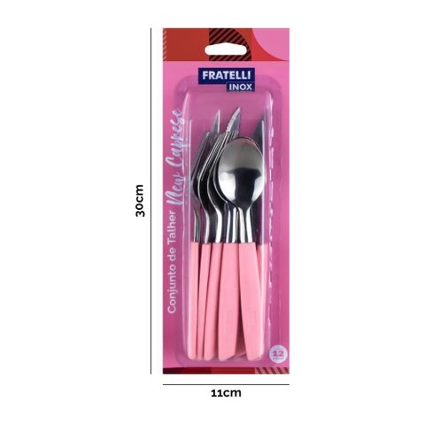 Conjunto Talheres New Caprese 12 Peças - Rosa