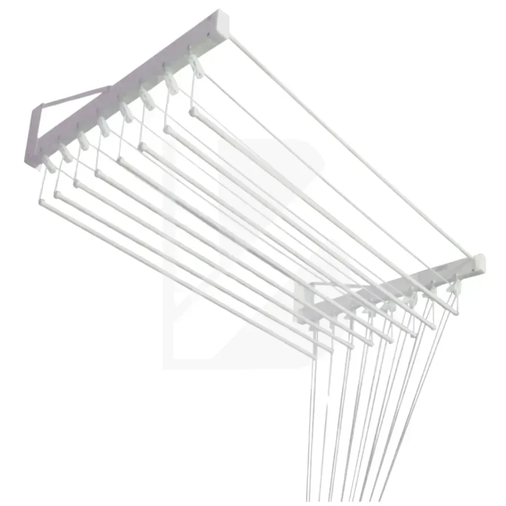 Varal Individual de Parede 120cm com 08 Varetas em Alumínio - Branco