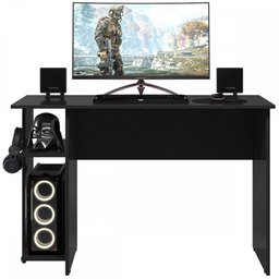 Mesa Gamer 2 Prateleiras Preto Fosco 3875 - Qmovi - 2