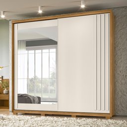 Guarda Roupa 2 Portas Deslizantes com Espelho Dhara Freijó Off White 984032 Moval - 2