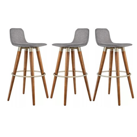 Kit 3 Banquetas Alta para Balcão Bancada Área Gourmet Cozinha Tecido Cinza