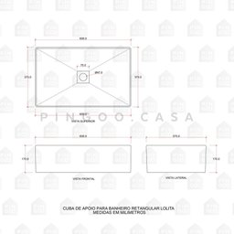 Cuba De Apoio Para Banheiro Retangular Slim Louça Cerâmica 60 cm Lolita Pingoo.casa - Cinza Fosco - 6