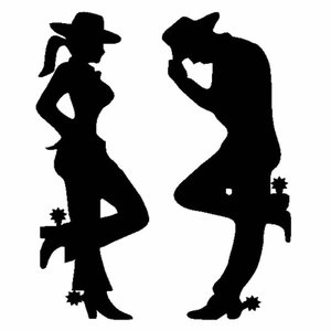 Adesivo Casal Country Cowboy Médio Sertanejo:preto