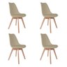 Kit 4 Cadeiras de Jantar Saarinen Leda Tulipa Base Wood Madeira Maciça com Estofado em Couro Fendi - 1