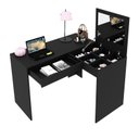 Ver imagem 1 de Penteadeira Escrivaninha para Canto com Espelho e 1 Gaveta Pe2020 Preta Tecnomobili