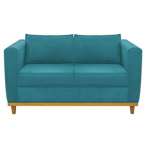 Sofá 2 Lugares Europa Suede Azul Turquesa