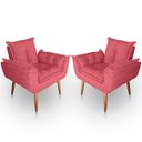 Ver imagem 1 de Kit 02 Poltrona para Sala e Quarto Decorativa Opala Suede Rosa