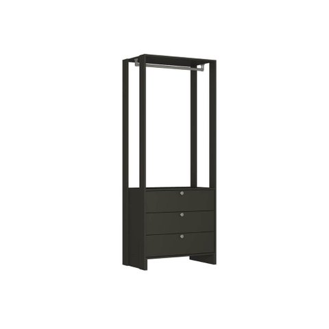 Closet com 1 Cabideiro e 3 Gavetas Yes Nova Mobile Grafite Intenso