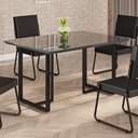 Ver imagem 2 de Mesa para Sala de Jantar Retangular 120x90cm MDF com Vidro Lunna Cinza/Preto Fosco/Grafite