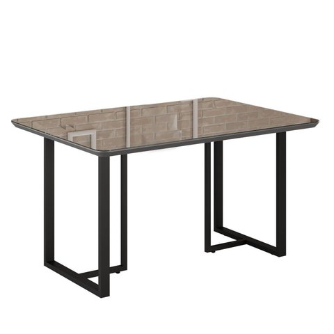 Mesa para Sala de Jantar Retangular 120x90cm MDF com Vidro Lunna Cinza/Preto Fosco/Grafite