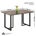 Ver imagem 3 de Mesa para Sala de Jantar Retangular 120x90cm MDF com Vidro Lunna Cinza/Preto Fosco/Grafite