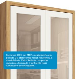 Paneleiro Duplo com 4 Portas e Vidro Reflecta 100% Mdf Vicenza Espresso Móveis - 7