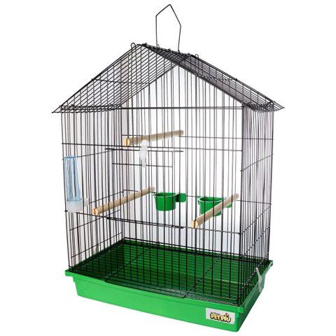Gaiola para Calopsita Teto Aramado Black/verde Pet Piu Jel Plast