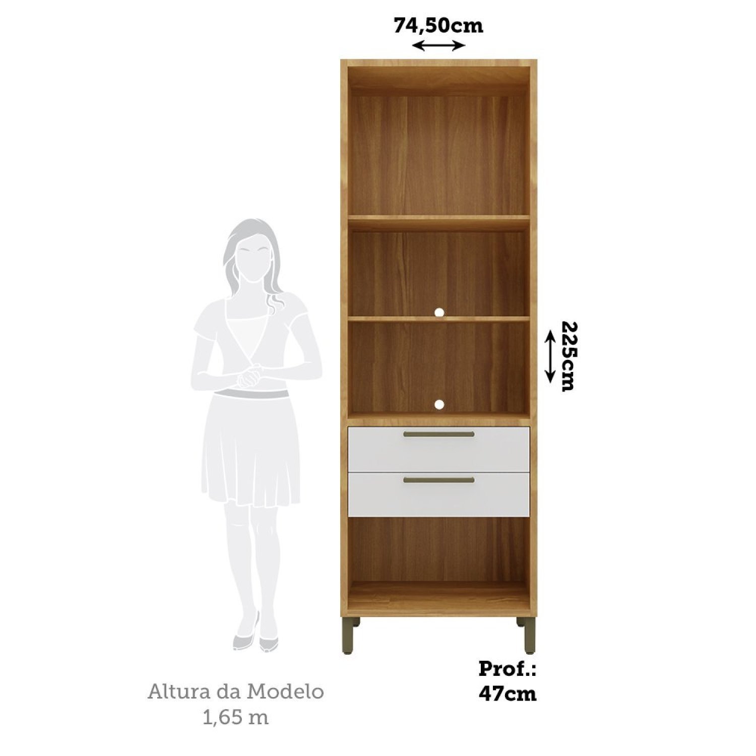 Paneleiro Torre Quente com 2 Portas 2 Gavetas e Espaço para Micro-ondas 100% Mdf Vicenza Espresso Mó - 4